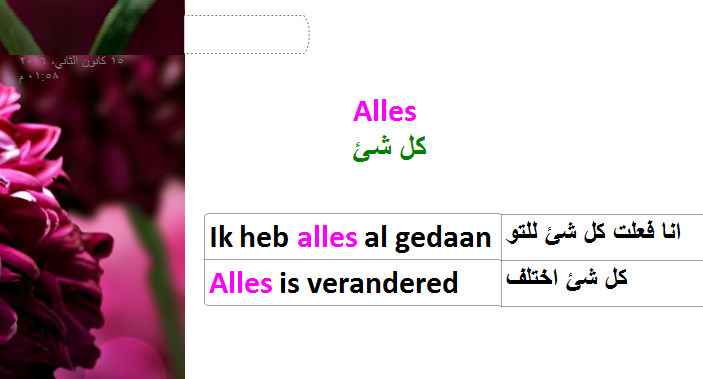 شرح بسيط تعرف معنا علي  كلمة Alles تعليم اللغه الهولنديه للمبتدئين