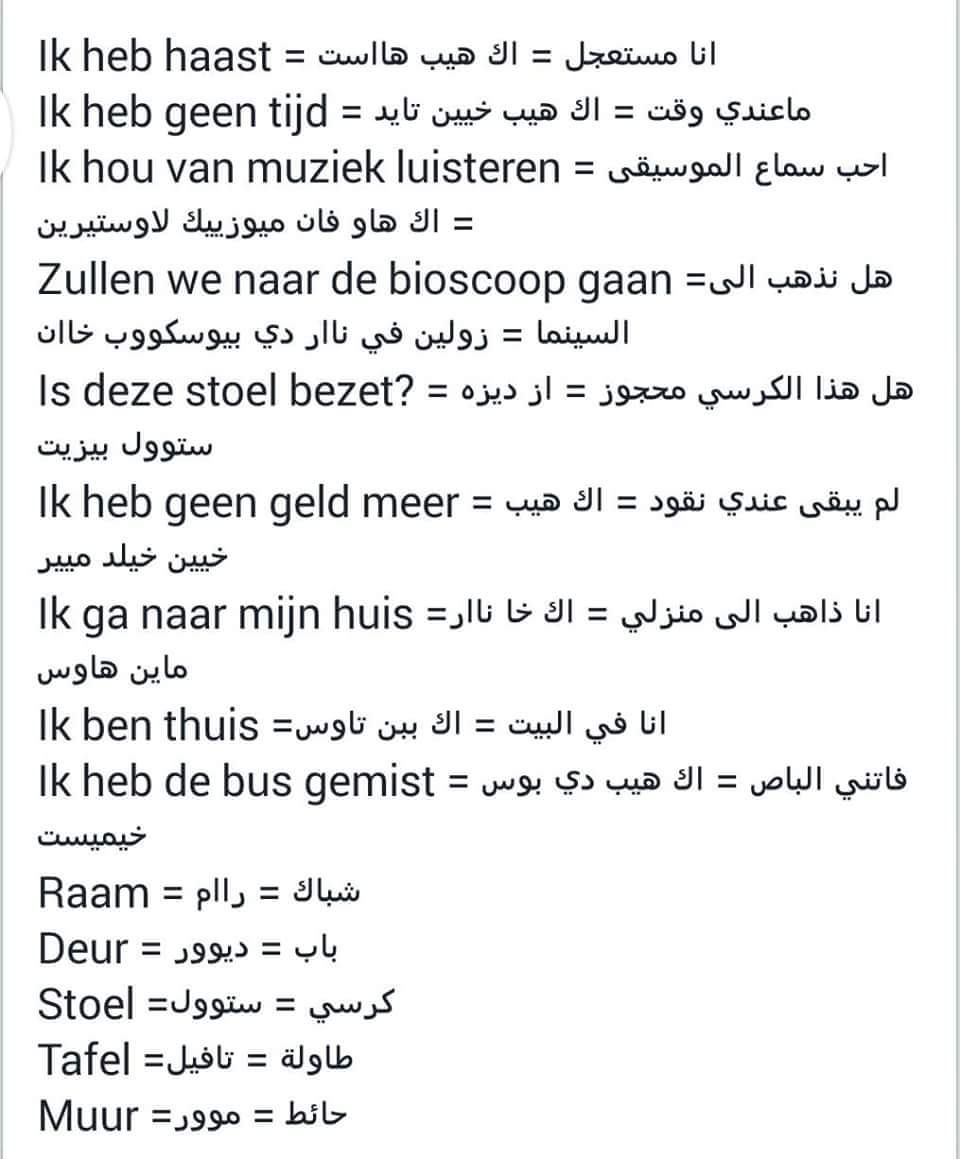 تسع جمل مهمة تحتاجها في اللغة الهولندية