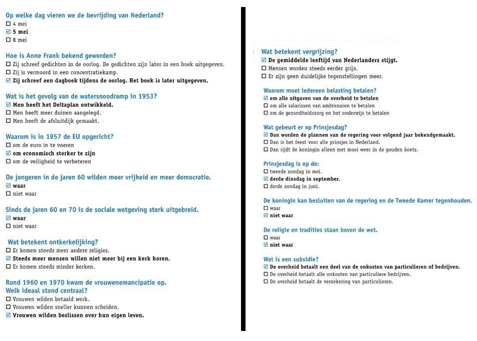 الجزء الخامس : اسئلة تدريب علي نموذج امتحان KNM في اللغة الهولندية