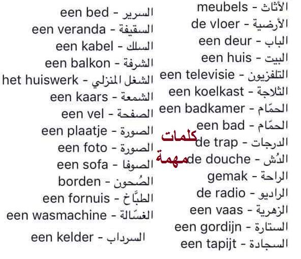 كلمات في الاساس باللغة الهولندية